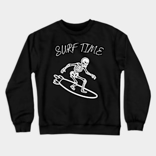 Funny Minimalistic Surfing Skeleton Crewneck Sweatshirt